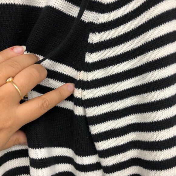 Jones New York Black & White Striped Button up Long Sleeve Sweater size M - Picture 8 of 15